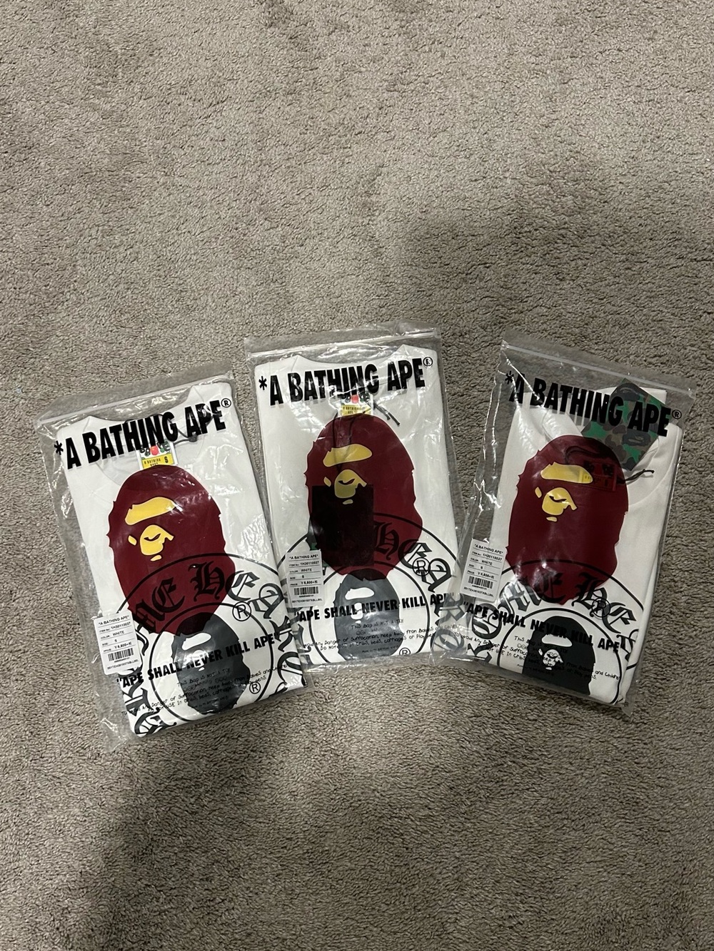 Set of 3 C H R O M E X B A P E shirts